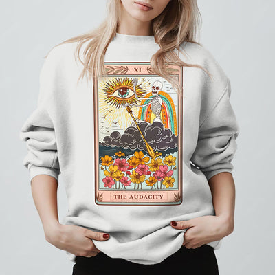 Olivenorma THE AUDACITY Totenkopf-Tarotkarte Unisex Rundhalspullover - Weiß - 2XL - image 0