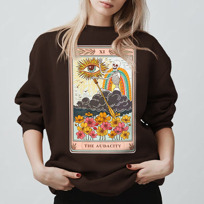 Olivenorma THE AUDACITY Totenkopf-Tarotkarte Unisex Rundhalspullover - Braun - 2XL - image 7