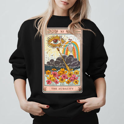 Olivenorma THE AUDACITY Totenkopf-Tarotkarte Unisex Rundhalspullover - Schwarz - 2XL - image 3