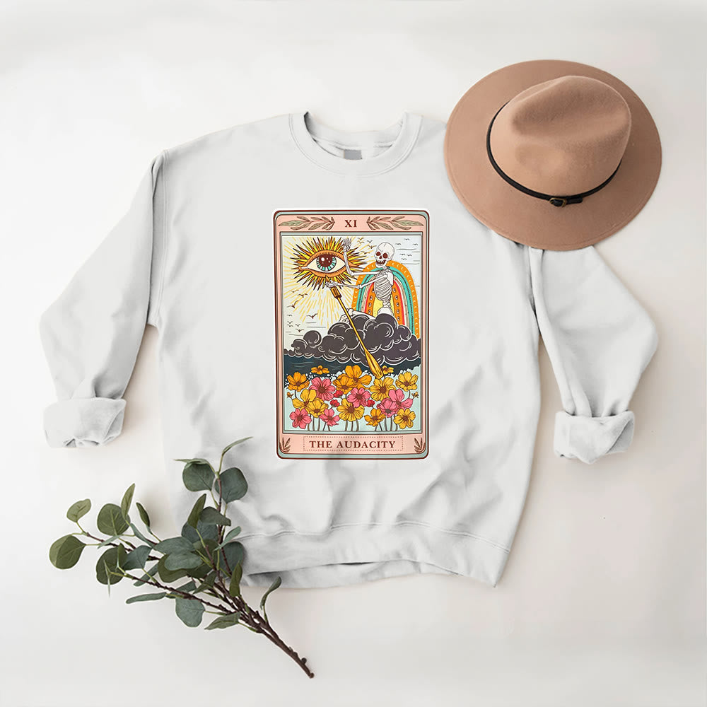 Olivenorma THE AUDACITY Totenkopf-Tarotkarte Unisex Rundhalspullover - image 1