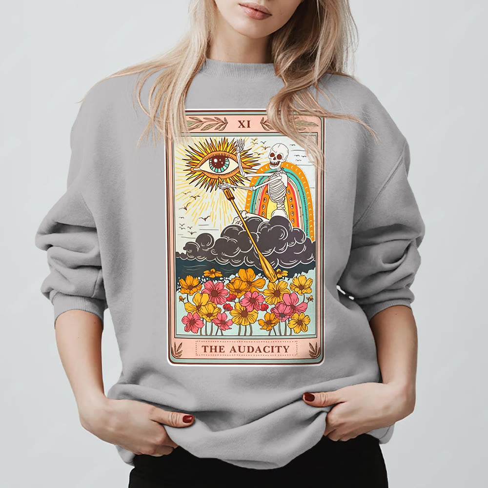 Olivenorma THE AUDACITY Totenkopf-Tarotkarte Unisex Rundhalspullover - Grau - 2XL - image 5