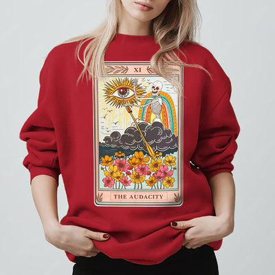 Olivenorma THE AUDACITY Totenkopf-Tarotkarte Unisex Rundhalspullover - Rot - 2XL - image 11