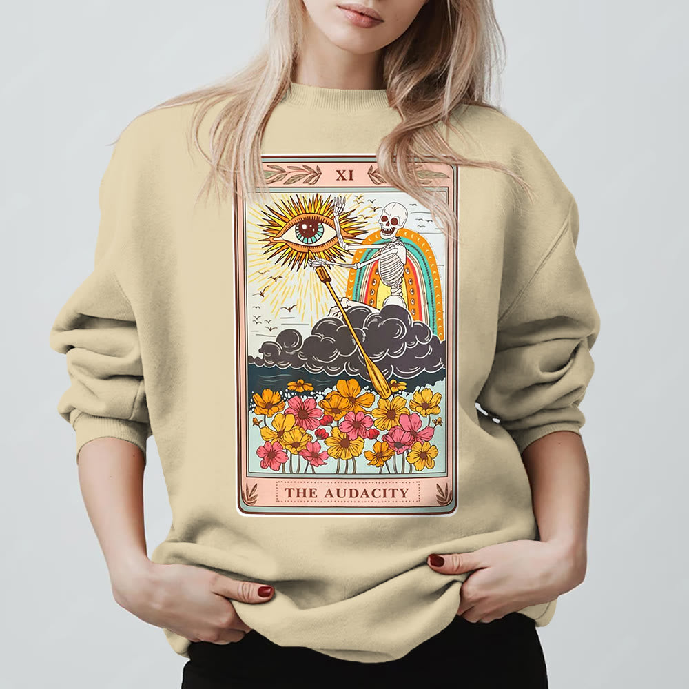 Olivenorma THE AUDACITY Totenkopf-Tarotkarte Unisex Rundhalspullover - Hellgelb - 2XL - image 9