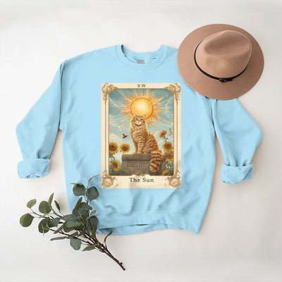 Olivenorma THE SUN Tarotkarte Katzenkönig Sonnenblumen Fleece Pullover Sweatshirt - image 16