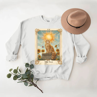 Olivenorma THE SUN Tarotkarte Katzenkönig Sonnenblumen Fleece Pullover Sweatshirt - image 6