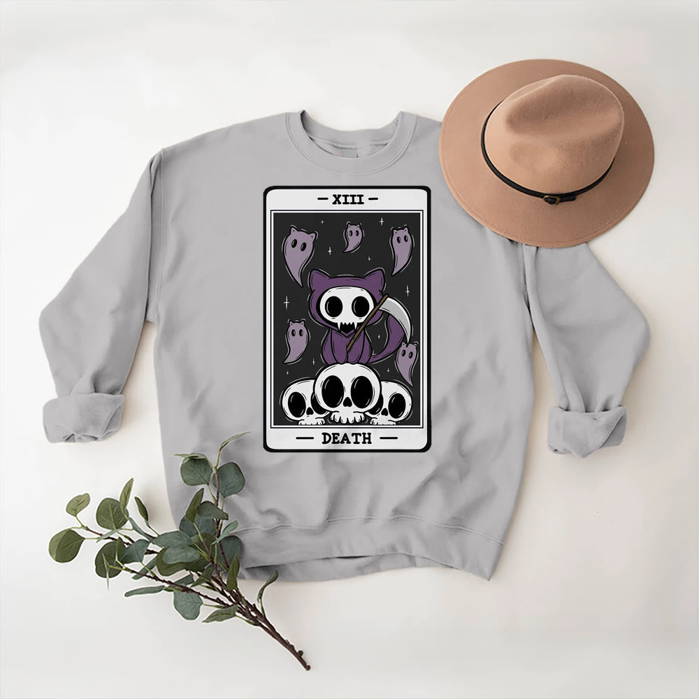 Olivenorma DEATH Skelett Geister Tarot Karte Langarm T-Shirt Fleece Sweatshirt - image 8