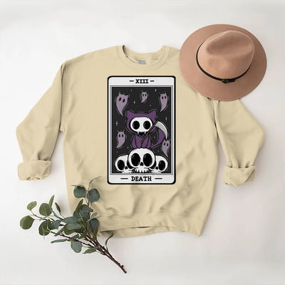 Olivenorma DEATH Skelett Geister Tarot Karte Langarm T-Shirt Fleece Sweatshirt - image 10