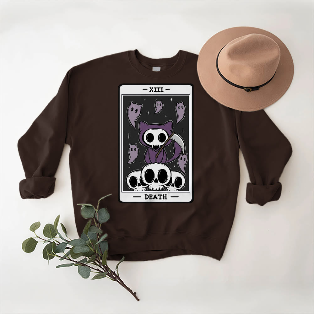 Olivenorma DEATH Skelett Geister Tarot Karte Langarm T-Shirt Fleece Sweatshirt - image 6
