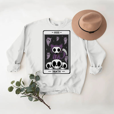 Olivenorma DEATH Skelett Geister Tarot Karte Langarm T-Shirt Fleece Sweatshirt - image 4