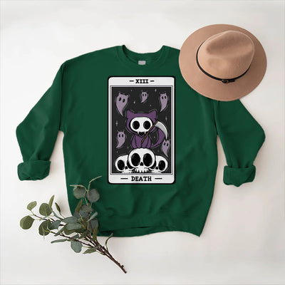Olivenorma DEATH Skelett Geister Tarot Karte Langarm T-Shirt Fleece Sweatshirt - image 14