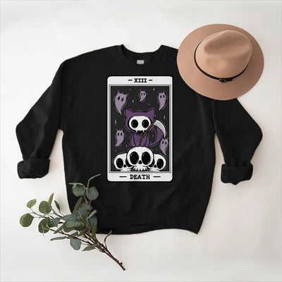 Olivenorma DEATH Skelett Geister Tarot Karte Langarm T-Shirt Fleece Sweatshirt - image 1