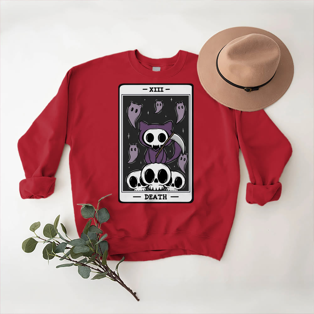 Olivenorma DEATH Skelett Geister Tarot Karte Langarm T-Shirt Fleece Sweatshirt - image 12