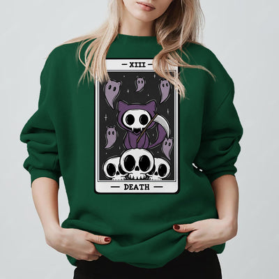 Olivenorma DEATH Skelett Geister Tarot Karte Langarm T-Shirt Fleece Sweatshirt - Grün - 2XL - image 13