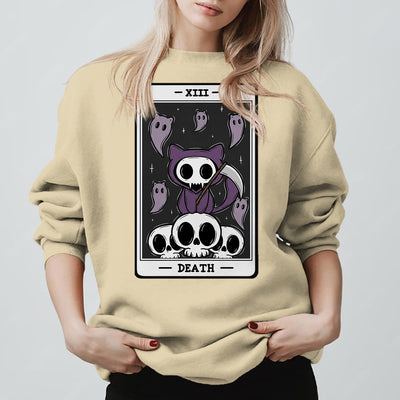 Olivenorma DEATH Skelett Geister Tarot Karte Langarm T-Shirt Fleece Sweatshirt - Hellgelb - 2XL - image 9