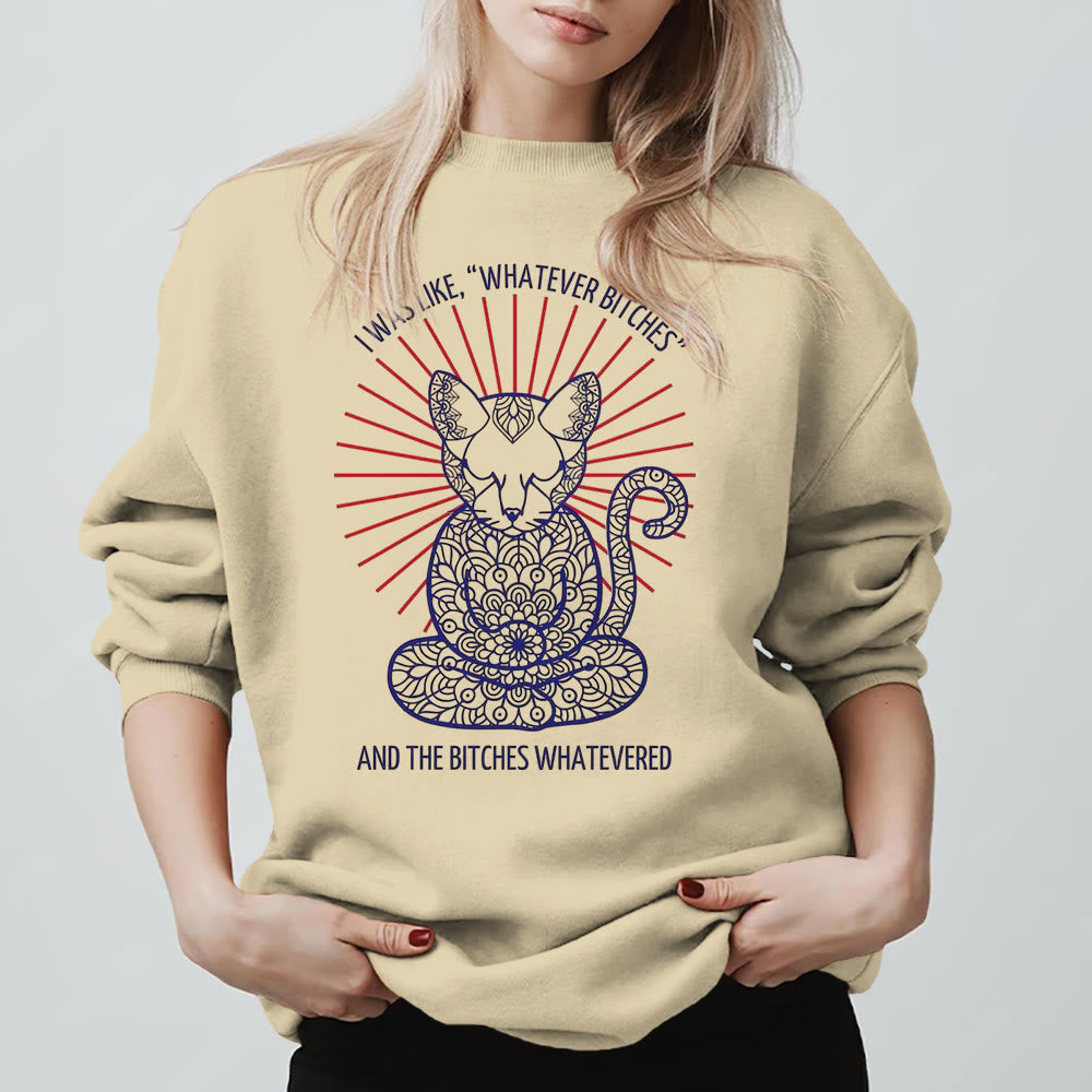 Olivenorma WHATEVER BIT*HES Meditation Inspiritual Langarm-Sweatshirt mit Rundhalsausschnitt - Hellgelb - 2XL - image 0
