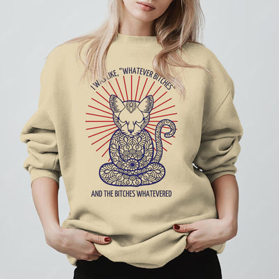 Olivenorma WHATEVER BIT*HES Meditation Inspiritual Langarm-Sweatshirt mit Rundhalsausschnitt - Hellgelb - 2XL - image 0