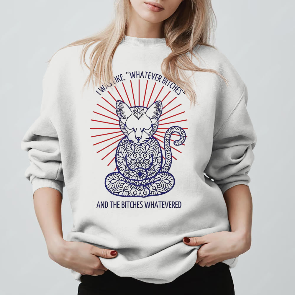 Olivenorma WHATEVER BIT*HES Meditation Inspiritual Langarm-Sweatshirt mit Rundhalsausschnitt - Weiß - 2XL - image 3