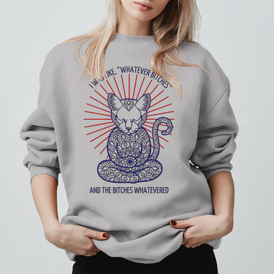 Olivenorma WHATEVER BIT*HES Meditation Inspiritual Langarm-Sweatshirt mit Rundhalsausschnitt - Grau - 2XL - image 7