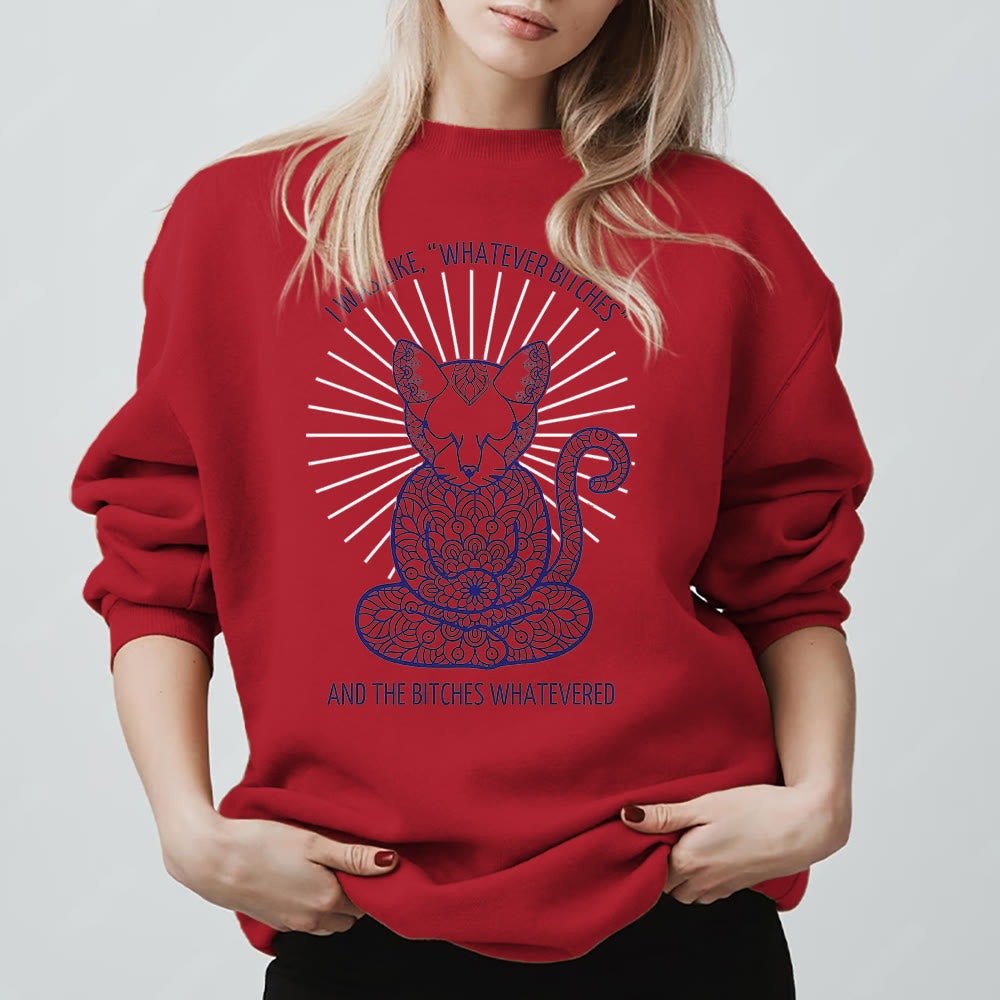Olivenorma WHATEVER BIT*HES Meditation Inspiritual Langarm-Sweatshirt mit Rundhalsausschnitt - Rot - 2XL - image 11