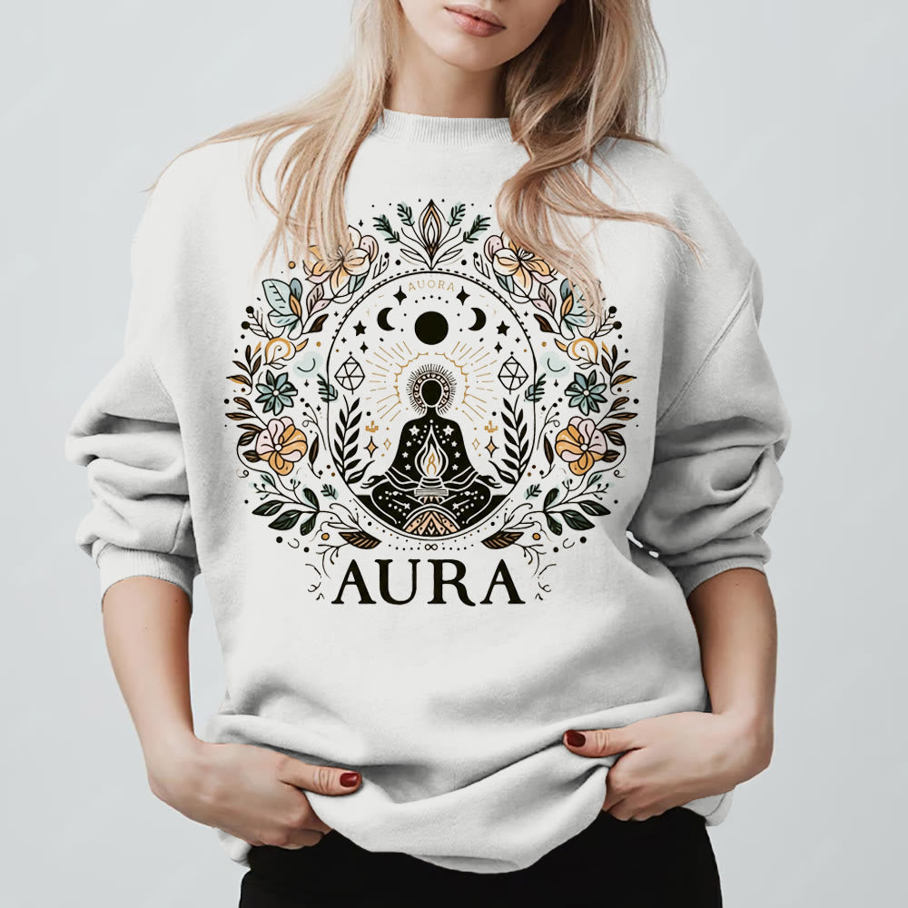 Olivenorma AURA Meditations-Sweatshirt, langärmelig, Fleece, Rundhalsausschnitt - Weiß - 2XL - image 0