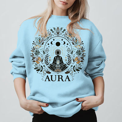 Olivenorma AURA Meditations-Sweatshirt, langärmelig, Fleece, Rundhalsausschnitt - Blau - 2XL - image 7