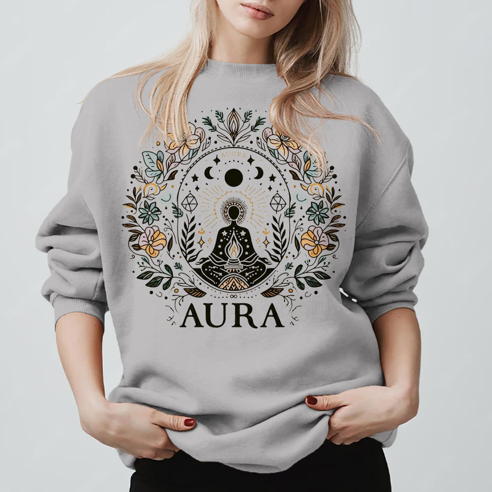 Olivenorma AURA Meditations-Sweatshirt, langärmelig, Fleece, Rundhalsausschnitt - Grau - 2XL - image 3