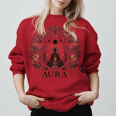 Olivenorma AURA Meditations-Sweatshirt, langärmelig, Fleece, Rundhalsausschnitt - Rot - 2XL - image 9