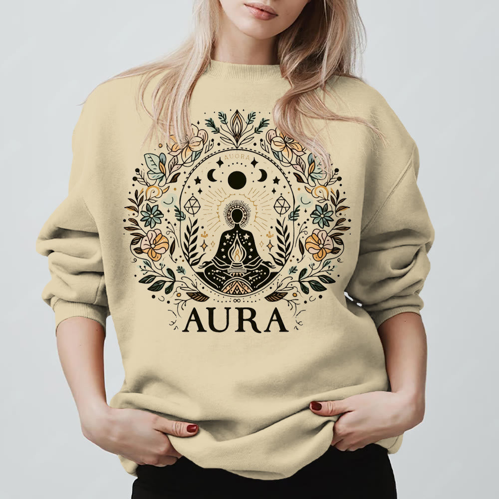 Olivenorma AURA Meditations-Sweatshirt, langärmelig, Fleece, Rundhalsausschnitt - Hellgelb - 2XL - image 5