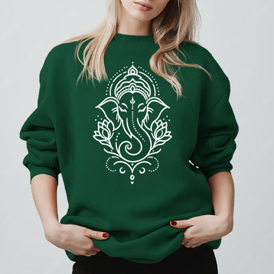 Olivenorma Peaceful Elephant Ganesha Lotus Meditation Fleece Tee Inspiritual Pullover Sweatshirt - Grün - 2XL - image 15