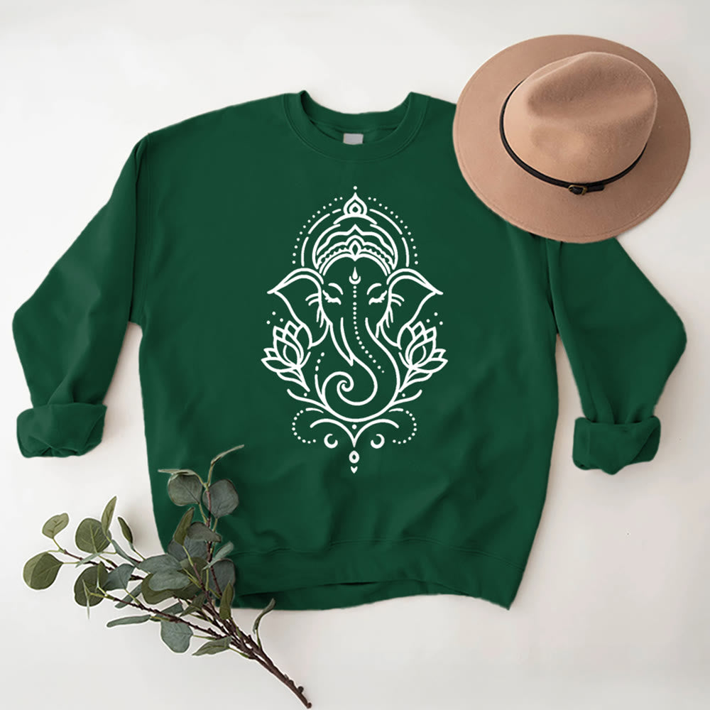 Olivenorma Peaceful Elephant Ganesha Lotus Meditation Fleece Tee Inspiritual Pullover Sweatshirt - image 16