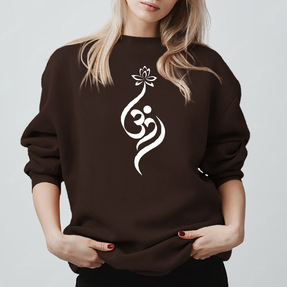 Olivenorma Leichtes Fleece-Sweatshirt mit OM-Symbol, Lotus-Meditation, spiritueller Inspiration - Braun - 2XL - image 10