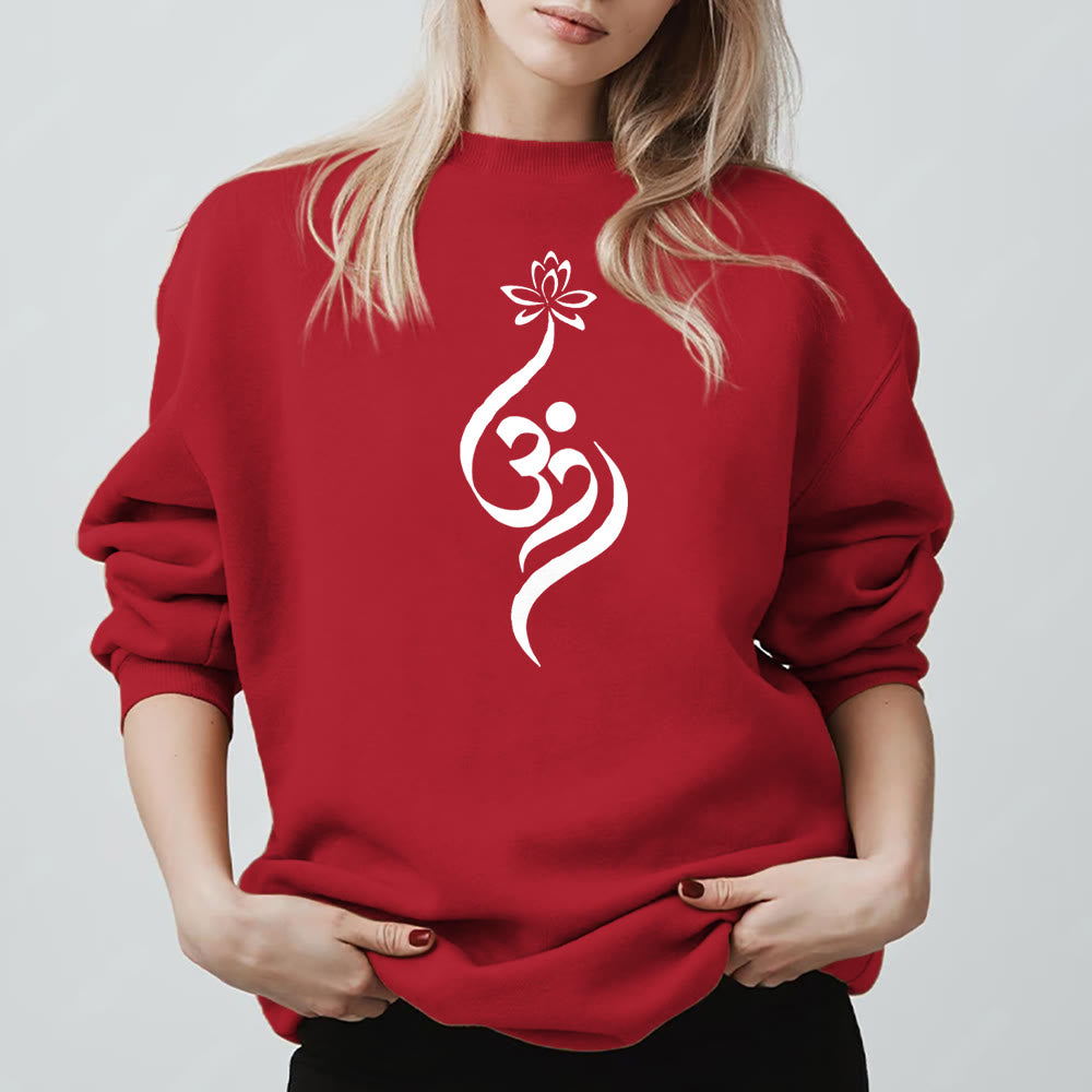 Olivenorma Leichtes Fleece-Sweatshirt mit OM-Symbol, Lotus-Meditation, spiritueller Inspiration - Rot - 2XL - image 14
