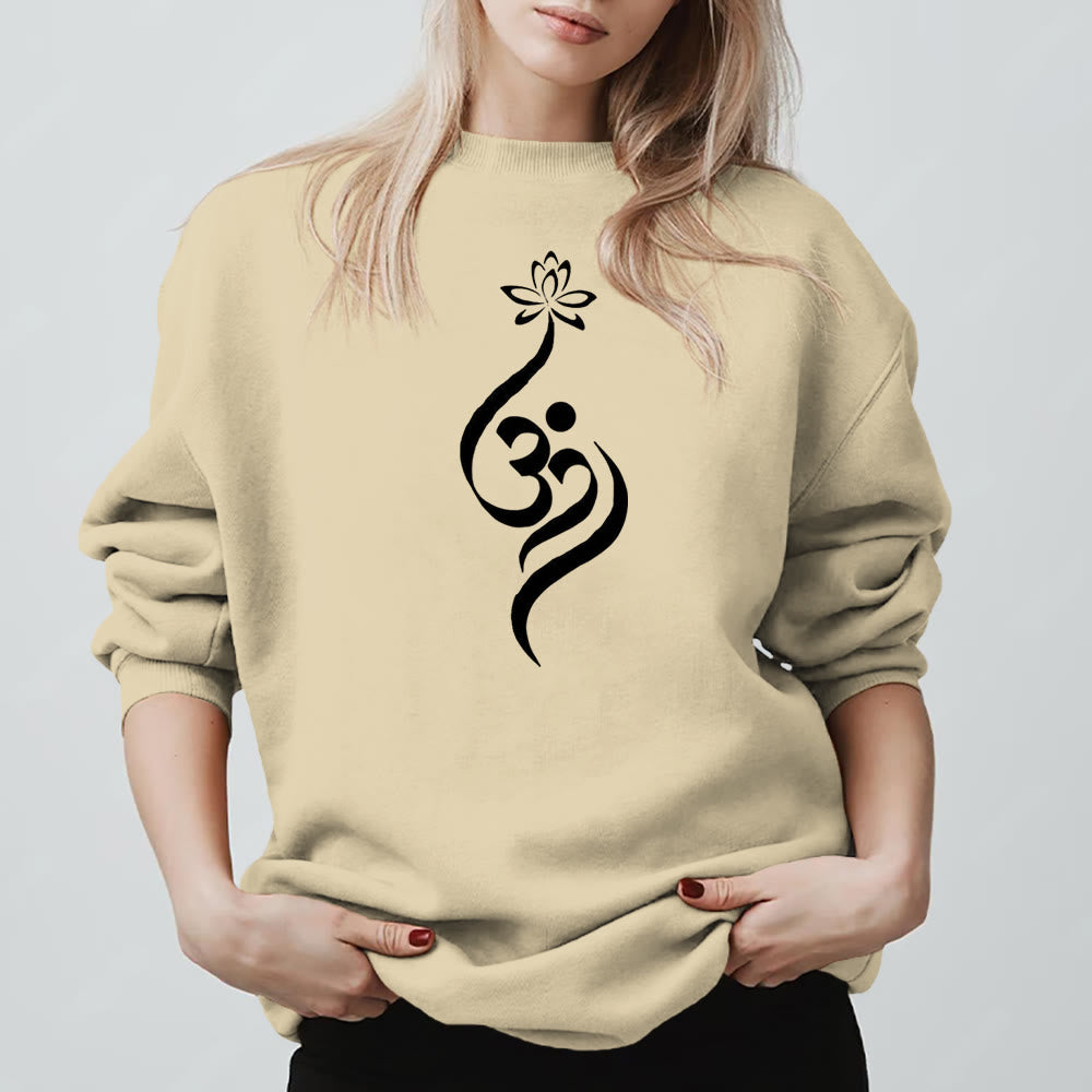 Olivenorma Leichtes Fleece-Sweatshirt mit OM-Symbol, Lotus-Meditation, spiritueller Inspiration - Hellgelb - 2XL - image 12