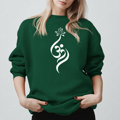 Olivenorma Leichtes Fleece-Sweatshirt mit OM-Symbol, Lotus-Meditation, spiritueller Inspiration - Grün - 2XL - image 0