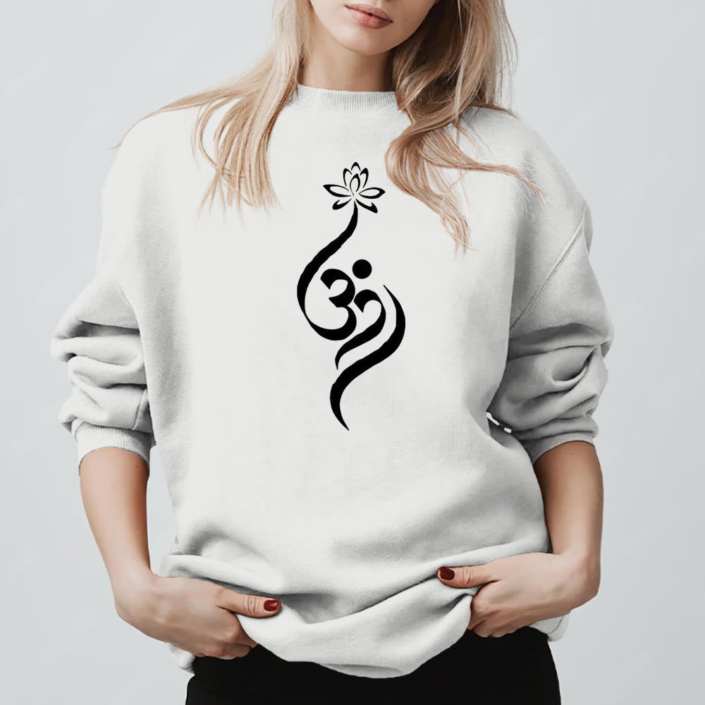Olivenorma Leichtes Fleece-Sweatshirt mit OM-Symbol, Lotus-Meditation, spiritueller Inspiration - Weiß - 2XL - image 4