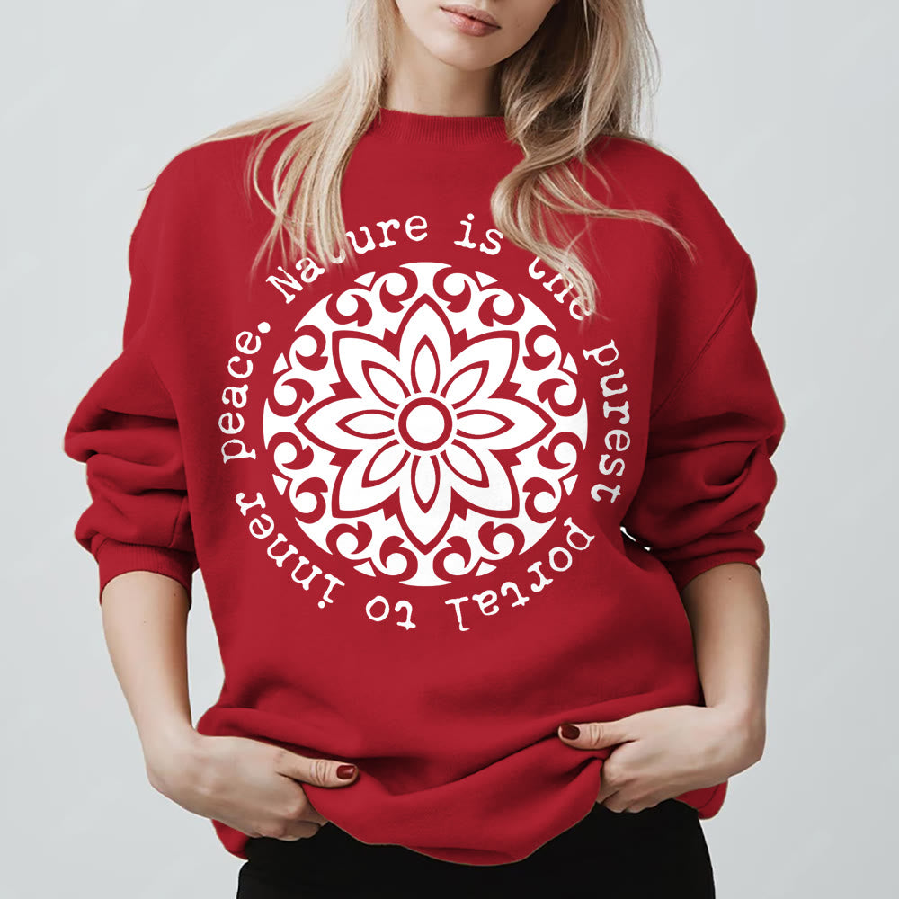 Olivenorma – Die Natur ist das reinste Portal zum inneren Frieden – Fleece-Sweatshirt mit spirituellem Motiv - Rot - 2XL - image 11
