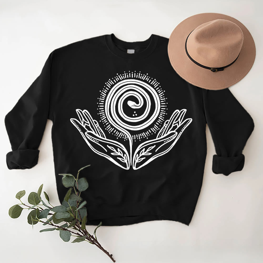 Olivenorma Spiritual Growth Spiral Tee Rundhalsausschnitt Langarm Loses Sweatshirt - image 6
