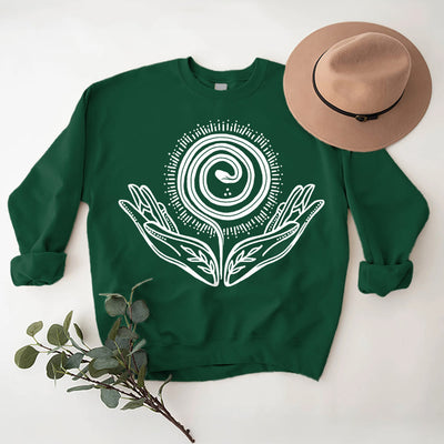 Olivenorma Spiritual Growth Spiral Tee Rundhalsausschnitt Langarm Loses Sweatshirt - image 14