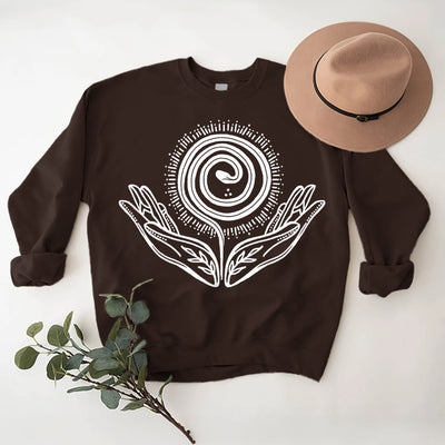 Olivenorma Spiritual Growth Spiral Tee Rundhalsausschnitt Langarm Loses Sweatshirt - image 10