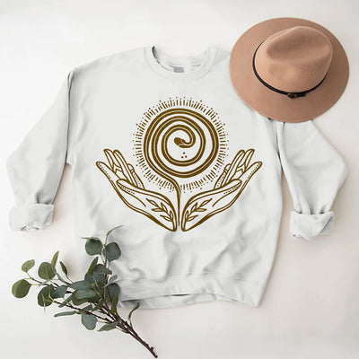 Olivenorma Spiritual Growth Spiral Tee Rundhalsausschnitt Langarm Loses Sweatshirt - image 4