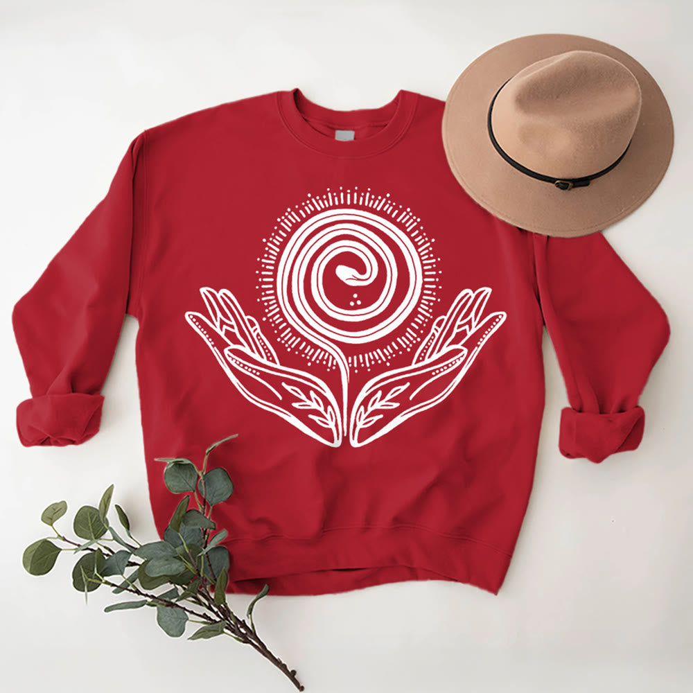 Olivenorma Spiritual Growth Spiral Tee Rundhalsausschnitt Langarm Loses Sweatshirt - image 12
