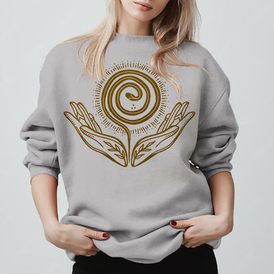 Olivenorma Spiritual Growth Spiral Tee Rundhalsausschnitt Langarm Loses Sweatshirt - Grau - 2XL - image 7