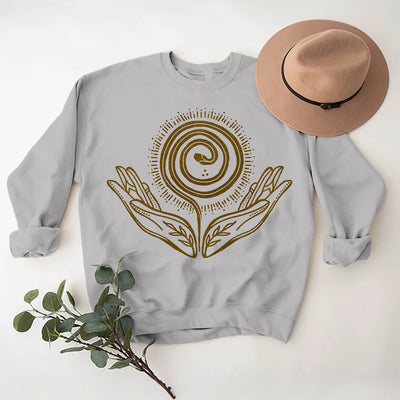 Olivenorma Spiritual Growth Spiral Tee Rundhalsausschnitt Langarm Loses Sweatshirt - image 8