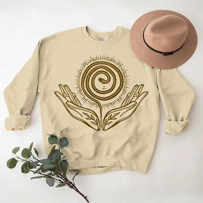 Olivenorma Spiritual Growth Spiral Tee Rundhalsausschnitt Langarm Loses Sweatshirt - image 1