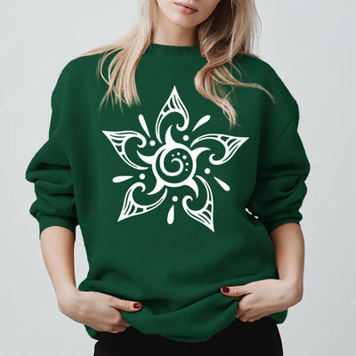 Olivenorma Tribal Mystical Spiritual Growth Floral Fleece Pullover Sweatshirt - Grün - 2XL - image 13
