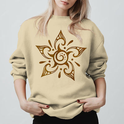 Olivenorma Tribal Mystical Spiritual Growth Floral Fleece Pullover Sweatshirt - Hellgelb - 2XL - image 11