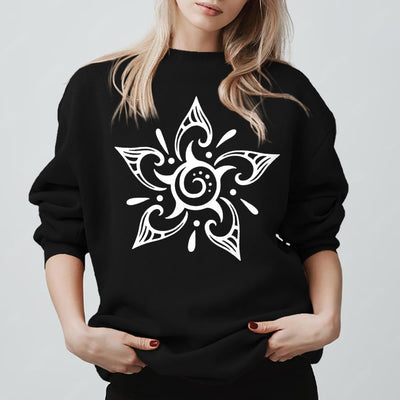 Olivenorma Tribal Mystical Spiritual Growth Floral Fleece Pullover Sweatshirt - Schwarz - 2XL - image 5