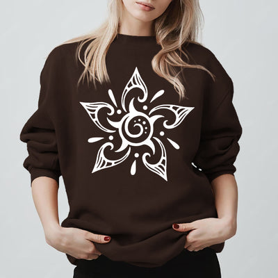 Olivenorma Tribal Mystical Spiritual Growth Floral Fleece Pullover Sweatshirt - Braun - 2XL - image 9