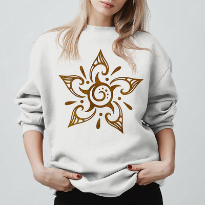 Olivenorma Tribal Mystical Spiritual Growth Floral Fleece Pullover Sweatshirt - Weiß - 2XL - image 3