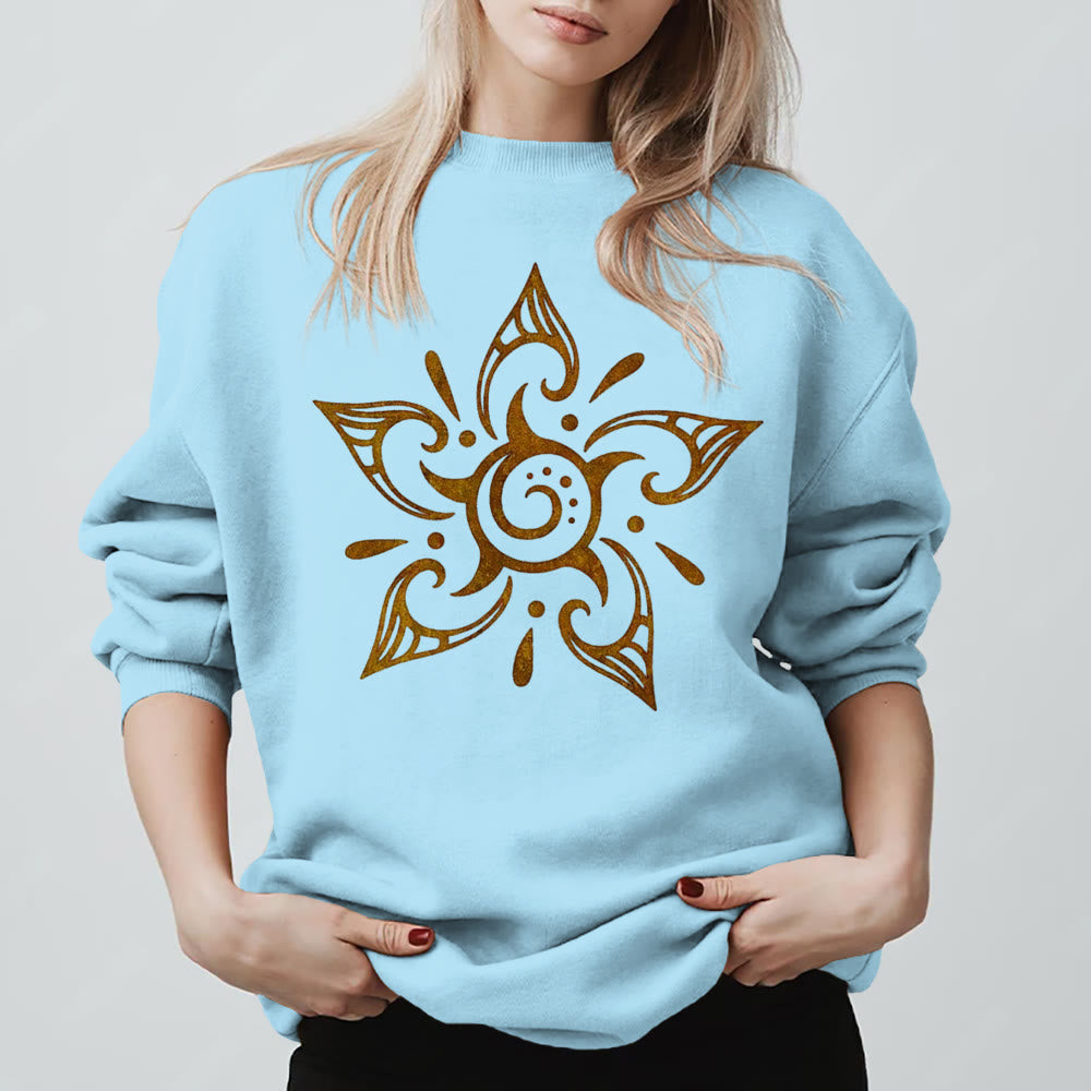 Olivenorma Tribal Mystical Spiritual Growth Floral Fleece Pullover Sweatshirt - Blau - 2XL - image 15